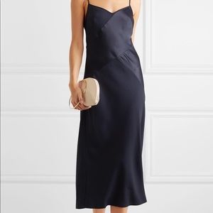J.Crew Navy crepe and satin midi dress